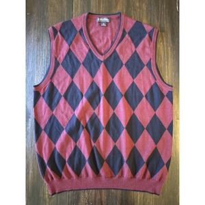 Brooks Brothers‎ Burgundy Blue Argyle Merino Wool Sweater Vest XL Classic